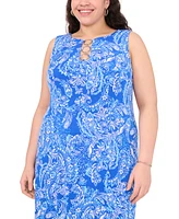 Msk Plus Size Three-Ring Printed Sleeveless Maxi Dress