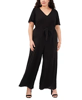 Msk Plus Smocked Tie-Waist Jumpsuit