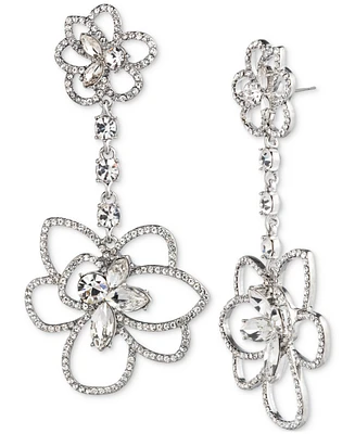Givenchy Silver-Tone Pave & Crystal Flower Statement Earrings