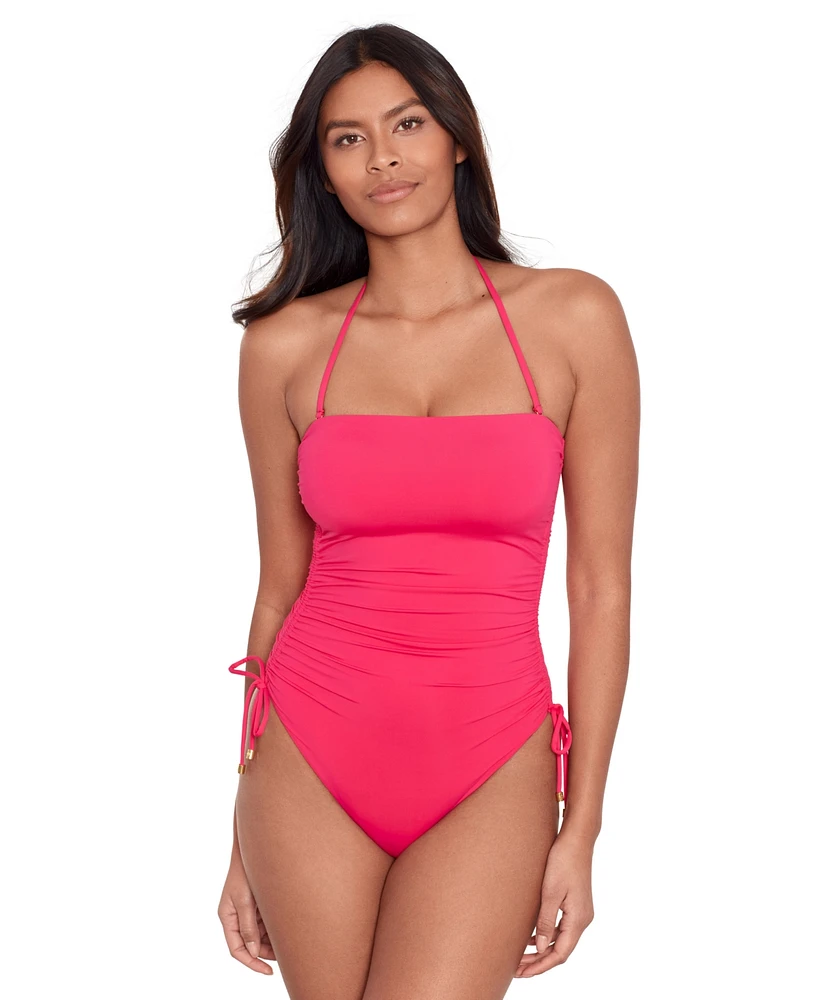 Lauren Ralph Women's Halter-Neck Side-Tie One-Piece Swimsuit