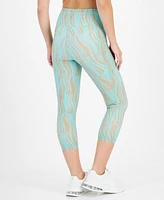 Id Ideology Women's Active Wavey-Print Cropped Compression Leggings, Created for Macy