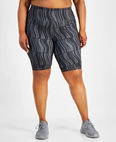 Id Ideology Plus Compression Geo-Print 10" Bike Shorts, Created for Macy's