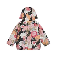 Jessica Simpson Toddler Girls Fashion Floral Print Puffer Jacket With Hat