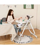 Slickblue Kids Folding Baby Dining High Chair with Adjustable Height and Recline-Grey