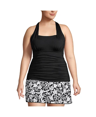 Lands' End Plus Size Long Chlorine Resistant Square Neck Halter Tankini Swimsuit Top