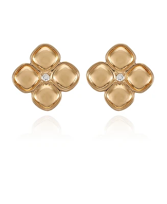 T Tahari Gold-Tone Clip On Button Earrings