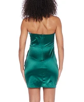 B Darlin Women's Satin Faux-Wrap Bodycon Dress