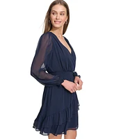 Dkny Women's Long-Sleeve V-Neck Dress