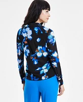 Bar Iii Women's Floral-Print Triple Mesh Shirt, Created for Macy's