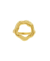 Adornia Tarnish Resistant 14K Gold-Plated Open Circle Hammered Ring