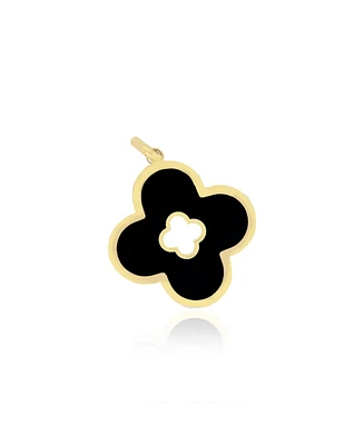 The Lovery Onyx Clover Cut Out Charm 14K Gold