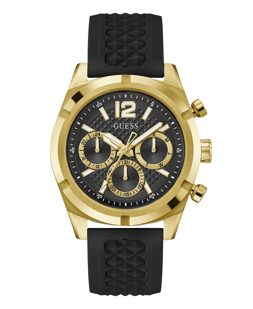 Guess Men's Multi-Function Black Silicone Watch, 44mm