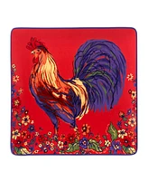 Certified International Morning Rooster Square Platter