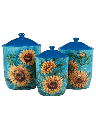 Certified International Golden Sunflowers Set of 3 Canisters
