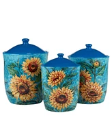 Certified International Golden Sunflowers Set of 3 Canisters