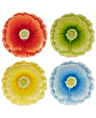 Certified International Blossom Set of 4 3-d Floral Dessert Plates