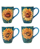 Certified International Golden Sunflowers Set of 4 Mugs