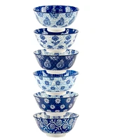 Certified International Carnival Blue Set of 6 All Purpose Bowl, 6.25" 6 Asst