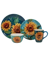 Certified International Golden Sunflowers 16Pc Dinnerware Set, Service for 4