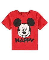 Baby Boys and Girls Mickey Mouse Gray, Navy T-shirt, Shorts Romper Set