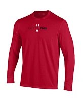 Men's and Women's Under Armour Red Maryland Terrapins 2024 On-Court Bench Unity Performance Long Sleeve T-shirt