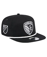 Men's New Era Black Sporting Kansas City 2024 Kick Off Collection Golfer Snapback Hat