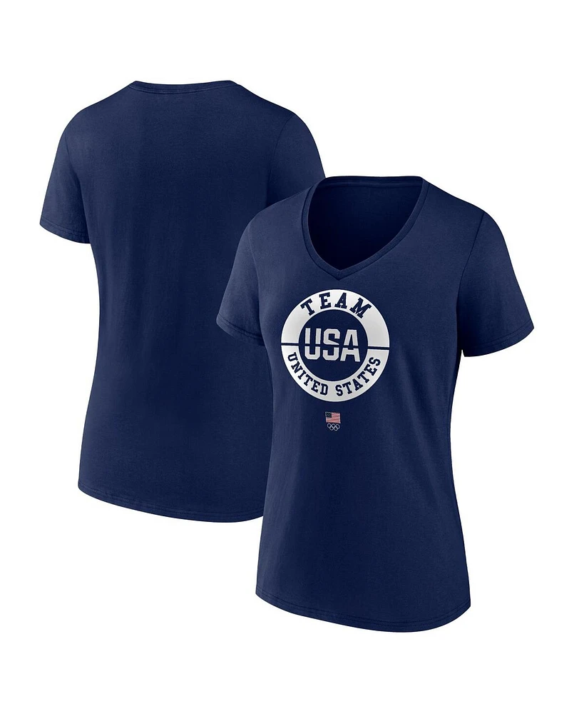 Women's Fanatics Navy Team Usa V-Neck T-shirt