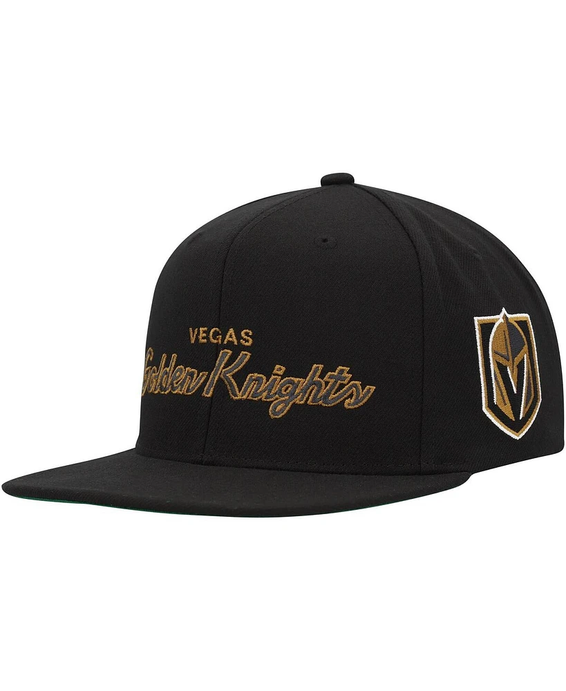 Men's Mitchell & Ness Black Vegas Golden Knights Core Team Script 2.0 Snapback Hat