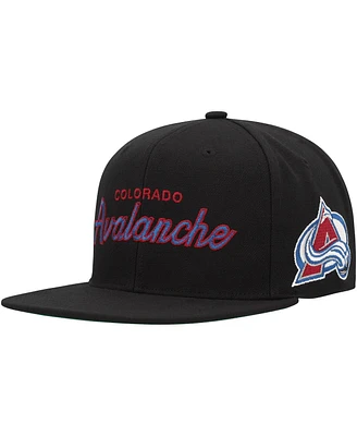 Men's Mitchell & Ness Black Colorado Avalanche Core Team Script 2.0 Snapback Hat