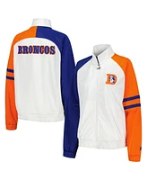 Women's Starter White Denver Broncos Curve Ball Raglan Full-Zip Track Jacket