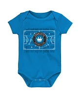 Baby Boys and Girls Blue, Black, Gray Charlotte Fc 3-Pack Bodysuit Set