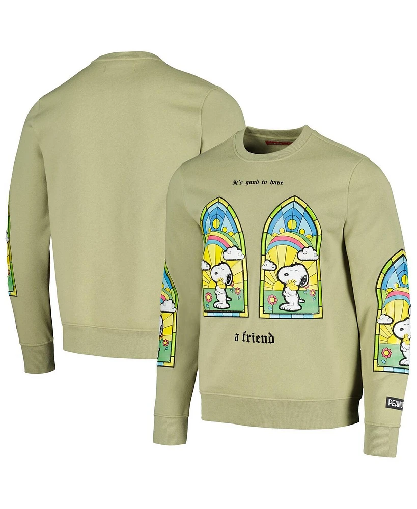 Men's and Women's Freeze Max Olive Peanuts Snoopy Friend Pullover Sweatshirt