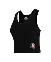 Women's Pro Standard Black Florida State Seminoles Tonal Neutral Fitted Waist Length Racerback Tank Top