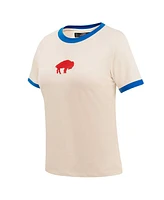 Women's Pro Standard Cream Distressed Buffalo Bills Retro Classic Ringer T-shirt