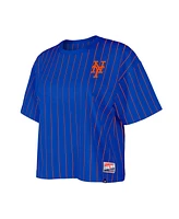 Women's New Era Royal New York Mets Boxy Pinstripe T-shirt