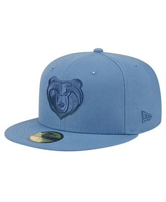 Men's New Era Blue Distressed Memphis Grizzlies Color Pack Faded Tonal 59FIFTY Fitted Hat