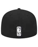 Men's New Era Black Atlanta Hawks Active Satin Visor 59FIFTY Fitted Hat