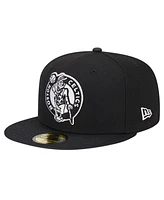 Men's New Era Black Boston Celtics Active Satin Visor 59FIFTY Fitted Hat