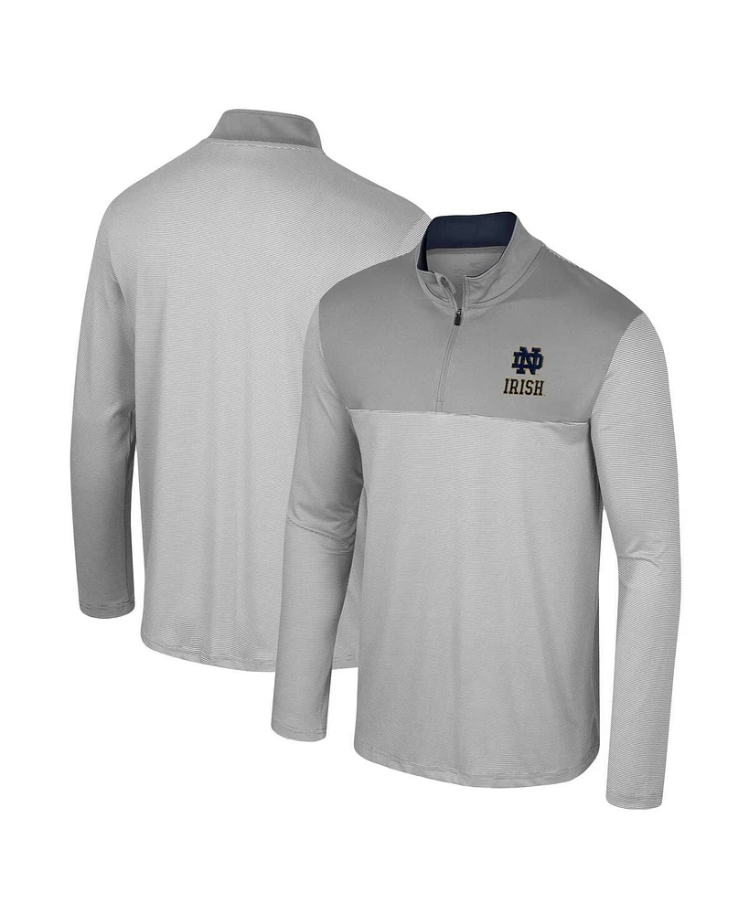 Men's Colosseum Gray Notre Dame Fighting Irish Tuck Quarter-Zip Top