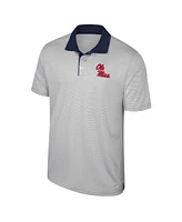 Men's Colosseum Gray Ole Miss Rebels Tuck Striped Polo Shirt