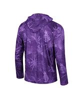 Men's Colosseum Purple Lsu Tigers Palms Printed Lightweight Quarter-Zip Hooded Top