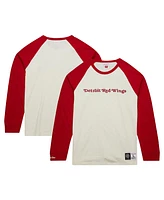 Men's Mitchell & Ness Cream Detroit Red Wings Legendary Slub Vintage-Like Raglan Long Sleeve T-shirt