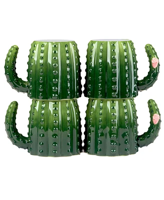 Certified International Cactus Verde 3-d Set of 4 Mugs