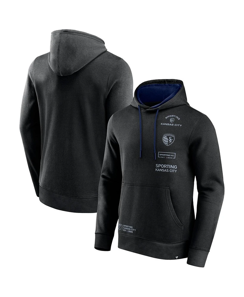 Men's Fanatics Black Sporting Kansas City Halftime Pullover Hoodie