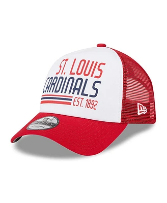 Men's New Era White, Red St. Louis Cardinals Stacked A-Frame Trucker 9FORTY Adjustable Hat