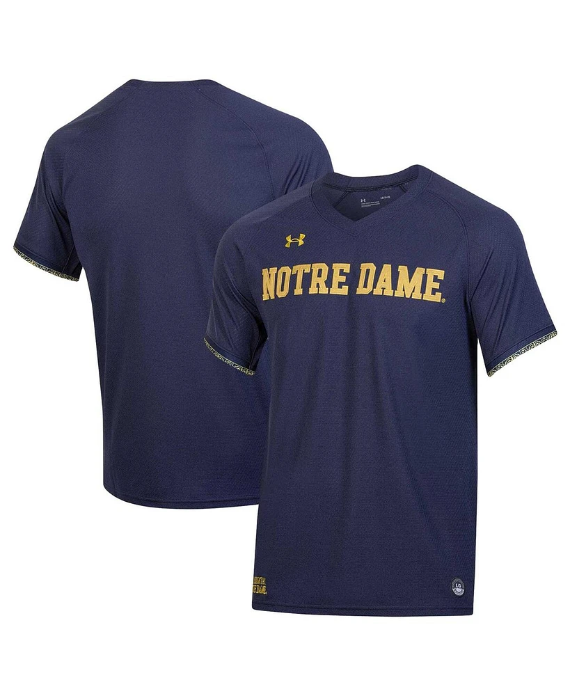 Men's Under Armour Navy Notre Dame Fighting Irish Softball V-Neck Jersey