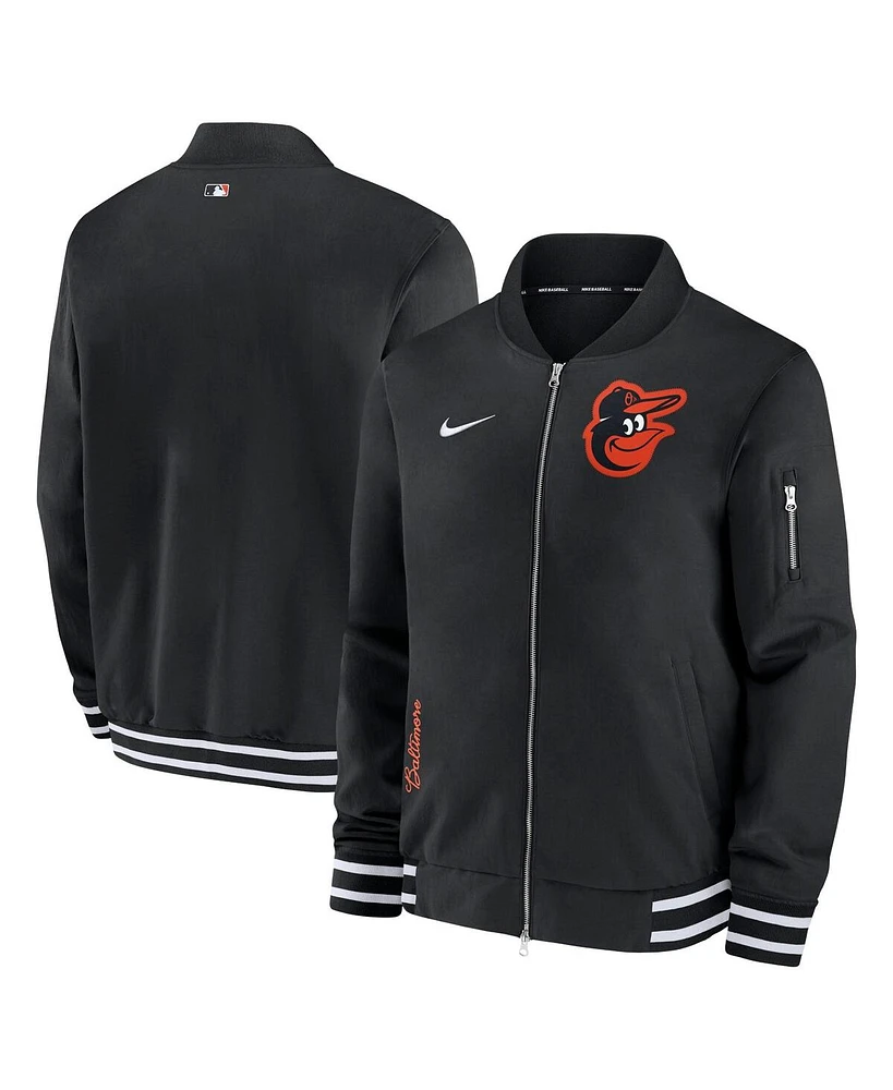 Men's Nike Black Baltimore Orioles Authentic Collection Full-Zip Bomber Jacket