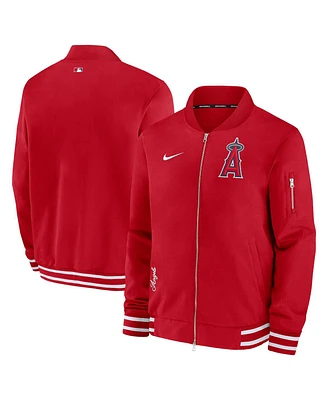 Men's Nike Red Los Angeles Angels Authentic Collection Full-Zip Bomber Jacket