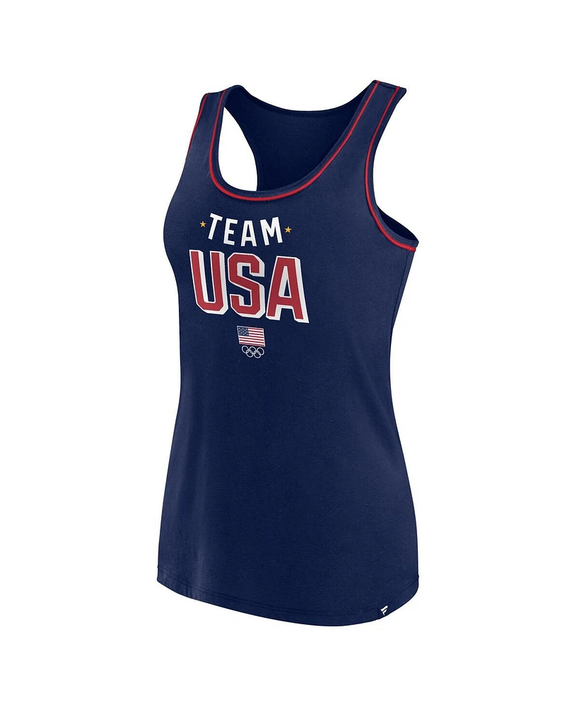 Women's Fanatics Navy Team Usa Center Bold Tank Top