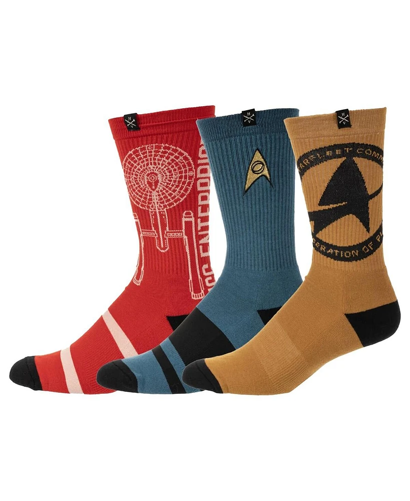 Men's Heroes & Villains Uss Enterprise Three-Pack Crew Socks Set